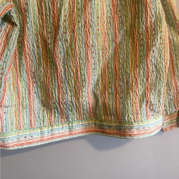 Breckenridge Multicolor Striped Crinkle textured Top Button Up Blouse size M - Picture 13 of 14
